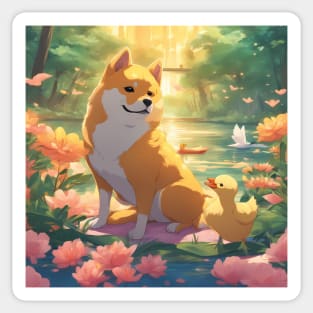 Shiba Alegre Pegadiza Sticker